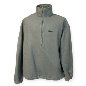 DAZY Quarter Zip Letter Embroidery Drop Shoulder Fleece Sweatshirt